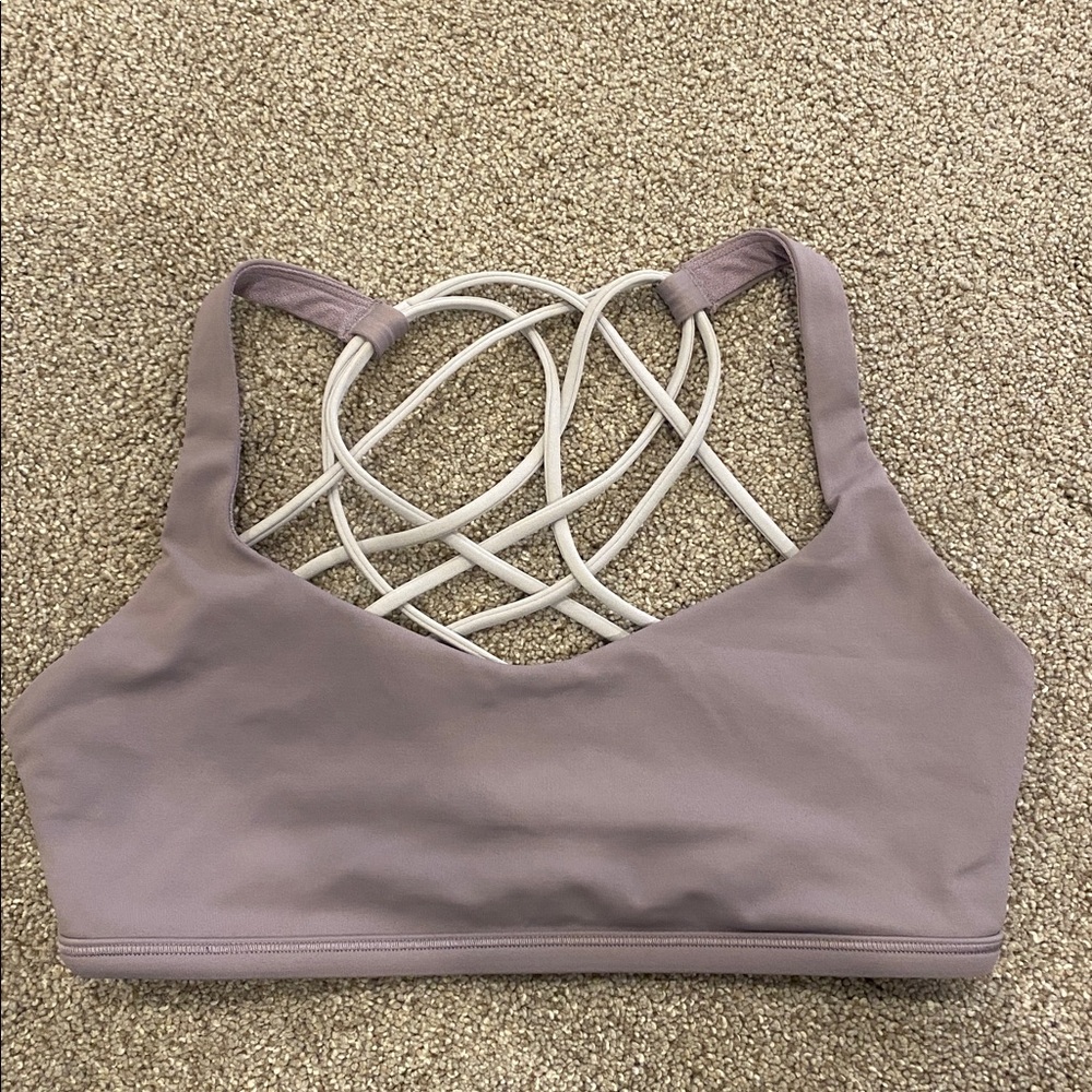 Purple Sports Bra with White Straps